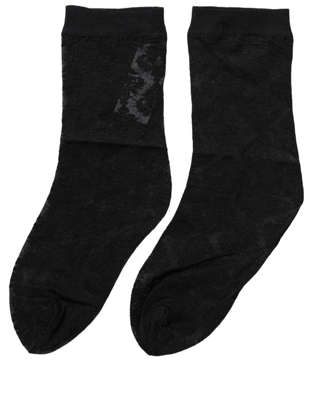 Dolce & Gabbana Black Floral Nylon Stretch Mid Calf Socks