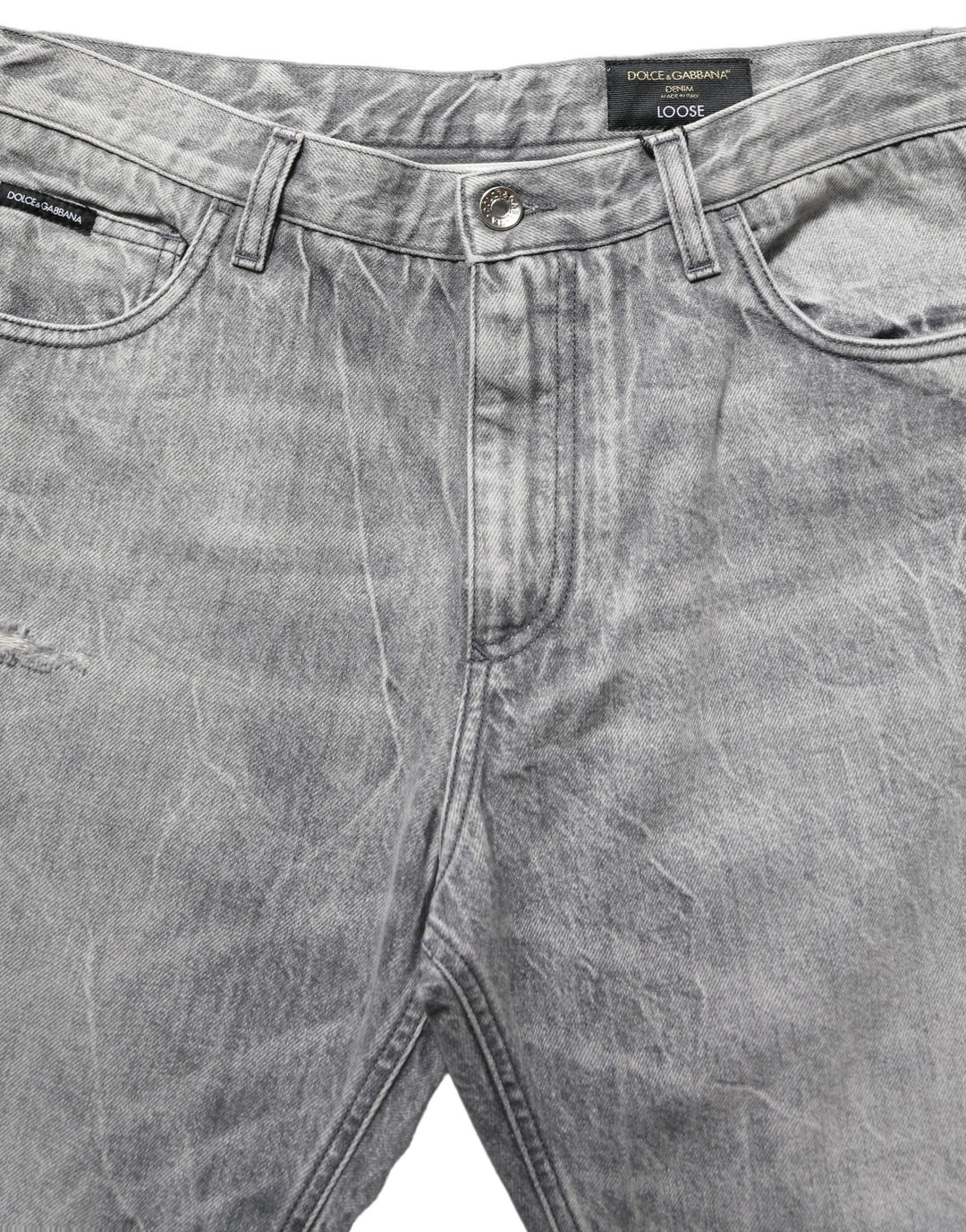 Dolce & Gabbana Grey Distressed Straight Leg Men Denim Jeans