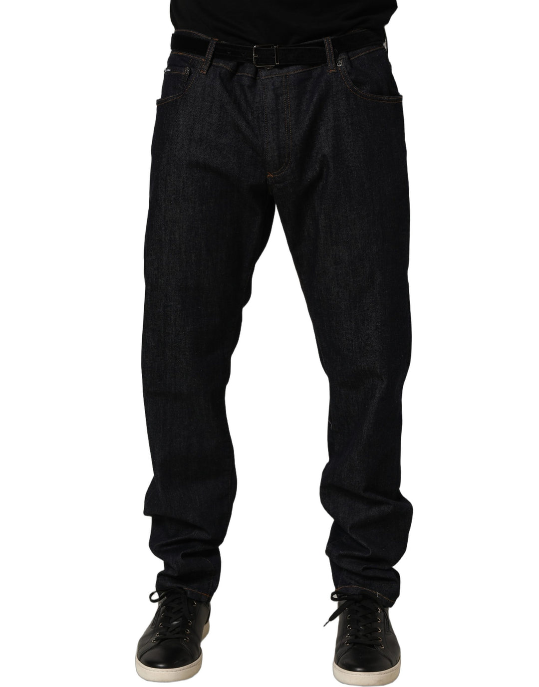 Dolce & Gabbana Dark Gray Cotton Slim Fit Men Denim Jeans