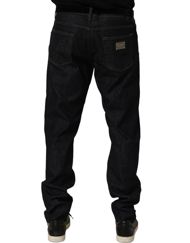 Dolce & Gabbana Dark Gray Cotton Slim Fit Men Denim Jeans
