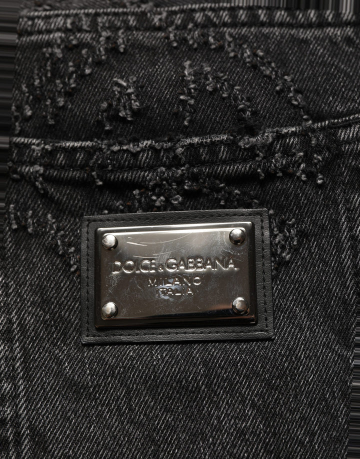 Dolce & Gabbana Dark Gray Cotton WideLeg Oversize Denim Jeans