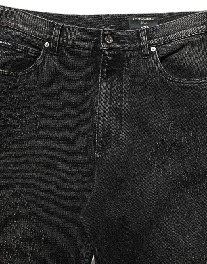Dolce & Gabbana Dark Gray Cotton WideLeg Oversize Denim Jeans