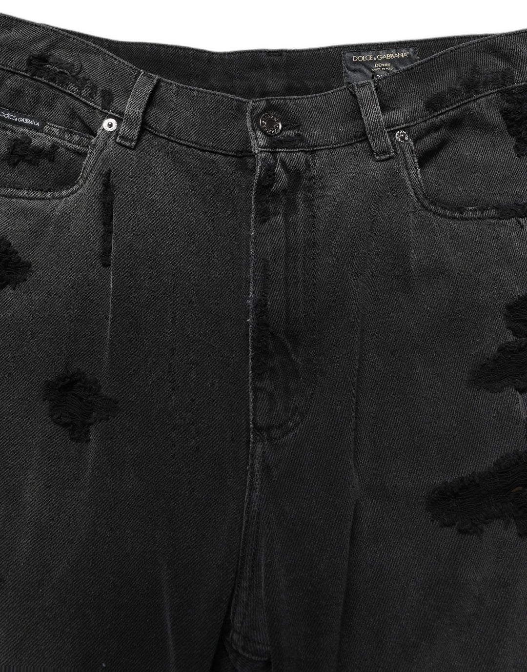 Dolce & Gabbana Dark Gray Distressed Oversize Men Denim Jeans