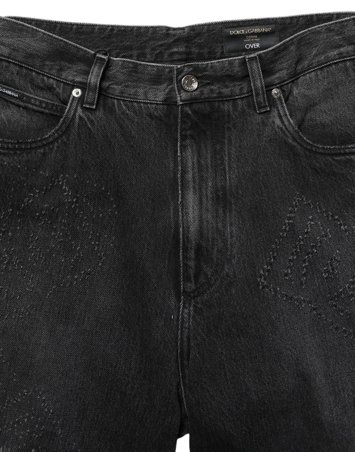 Dolce & Gabbana Dark Gray Cotton WideLeg Oversize Denim Jeans