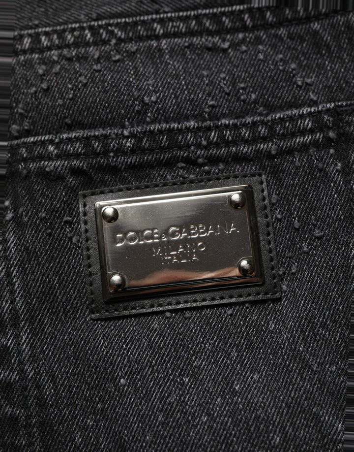 Dolce & Gabbana Dark Gray Cotton WideLeg Oversize Denim Jeans