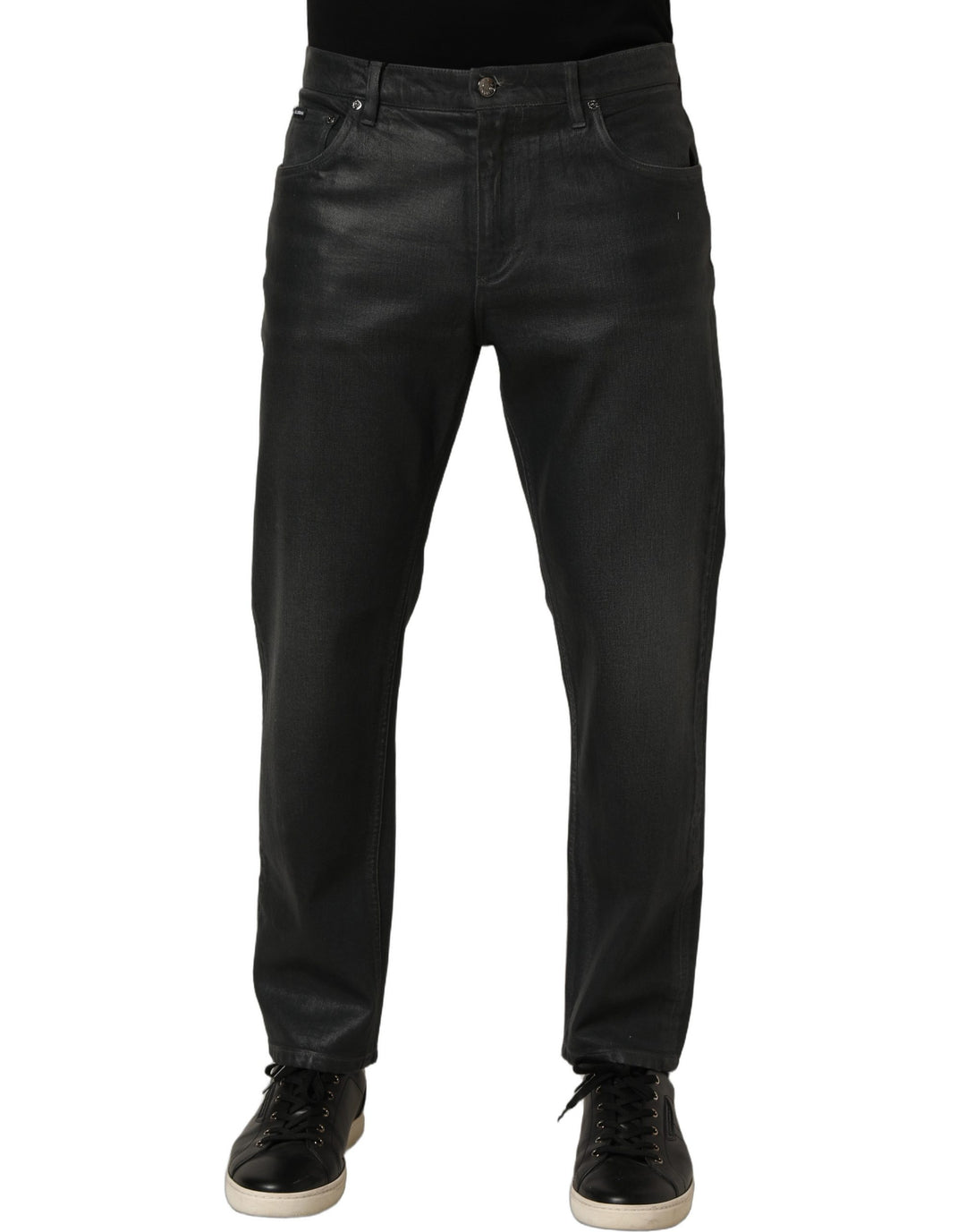 Dolce & Gabbana Dark Gray Cotton Loose Fit Men Denim Jeans