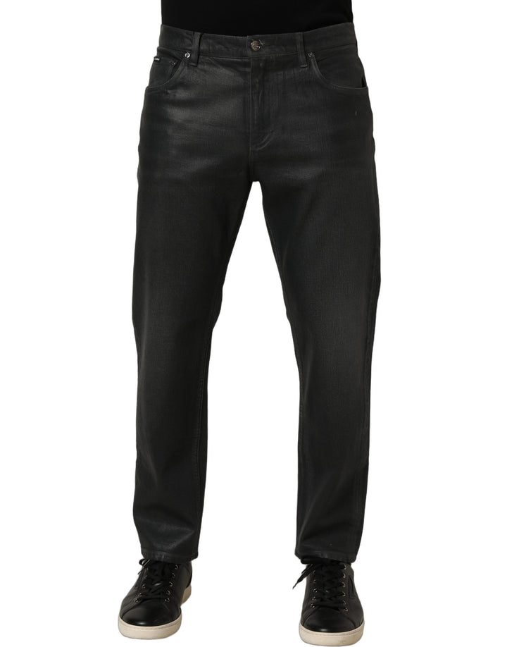 Dolce & Gabbana Dark Gray Cotton Loose Fit Men Denim Jeans