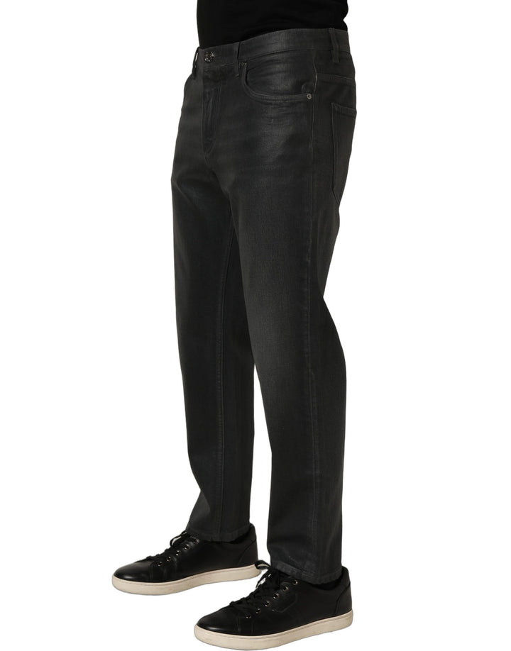 Dolce & Gabbana Dark Gray Cotton Loose Fit Men Denim Jeans