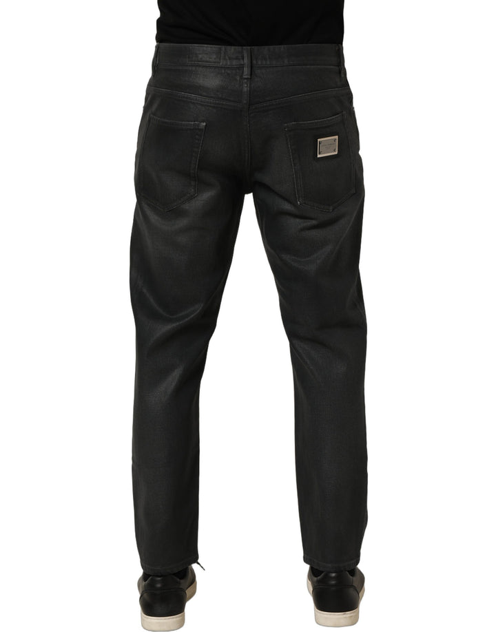 Dolce & Gabbana Dark Gray Cotton Loose Fit Men Denim Jeans