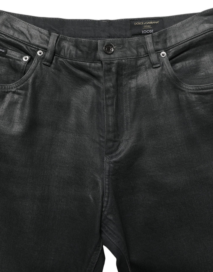 Dolce & Gabbana Dark Gray Cotton Loose Fit Men Denim Jeans