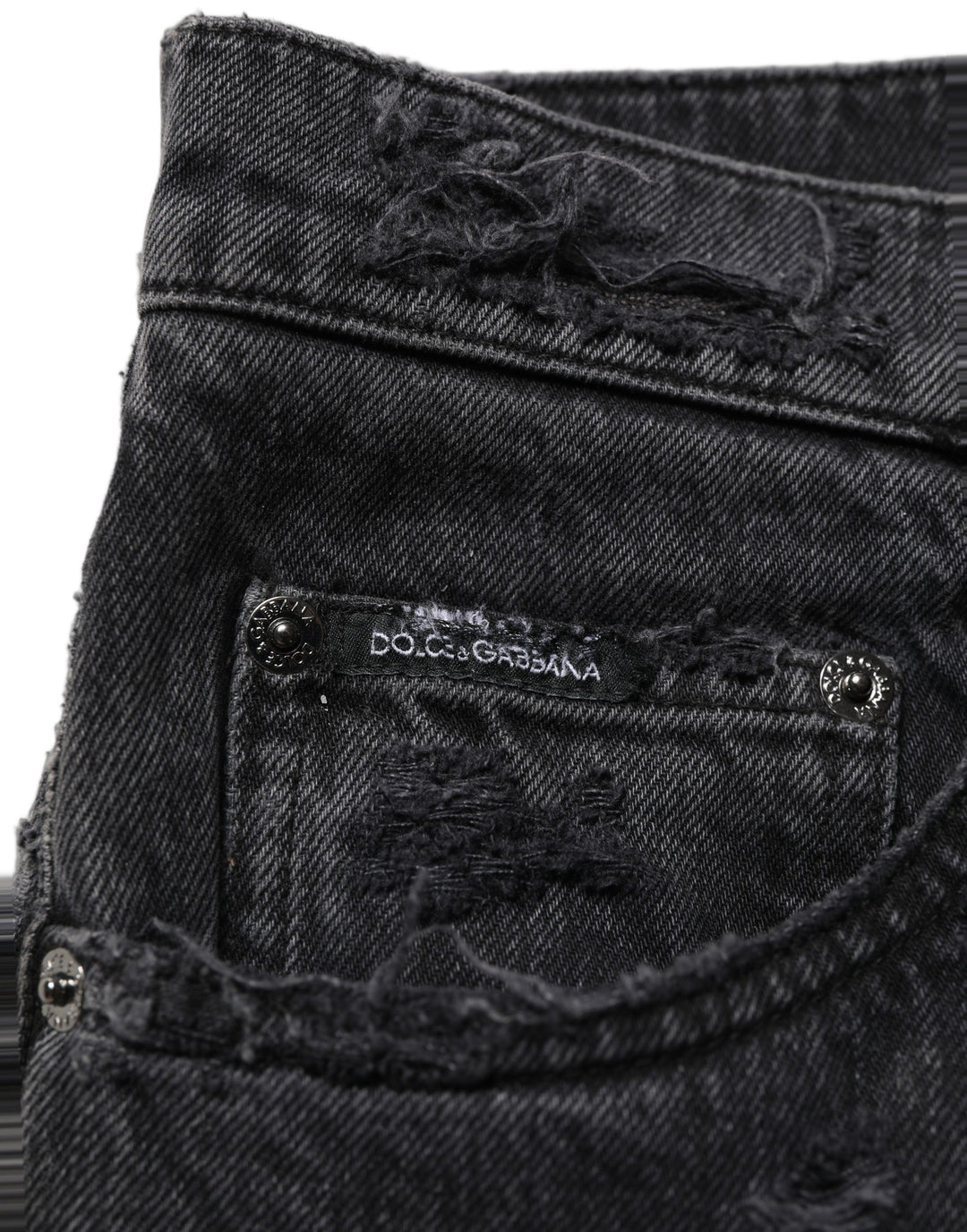 Dolce & Gabbana Dark Gray Cotton Ripped Men Denim Jeans