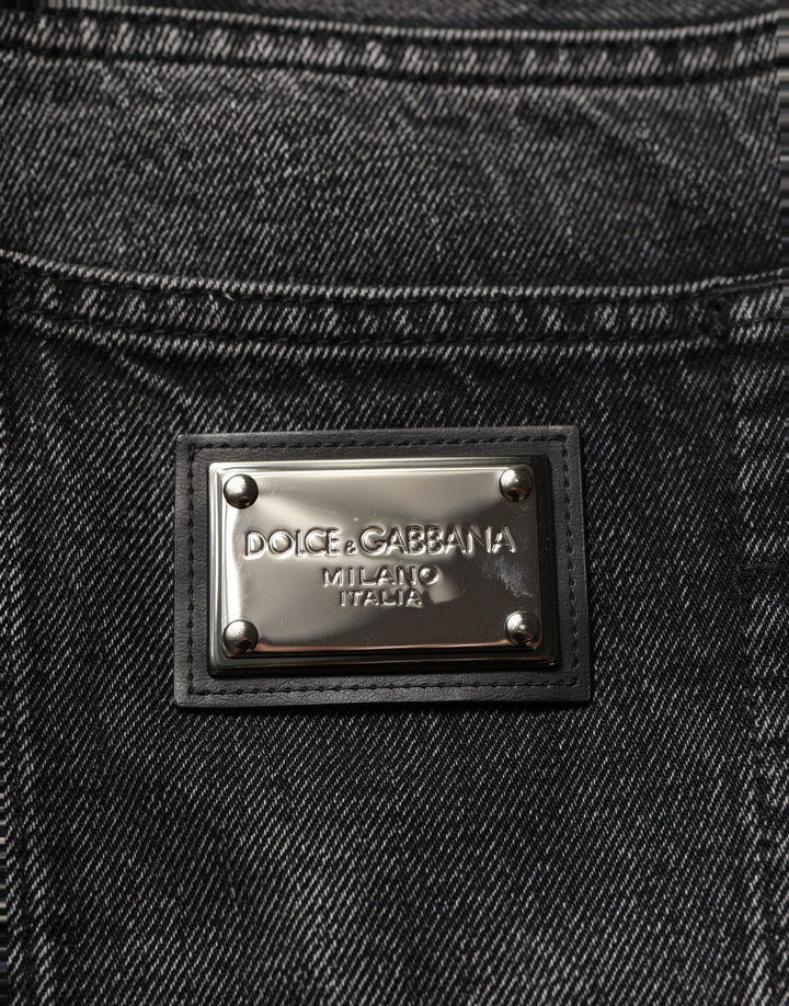 Dolce & Gabbana Dark Gray Cotton Baggy Cargo Men Denim Jeans