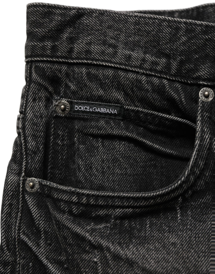 Dolce & Gabbana Dark Gray Cotton Baggy Cargo Men Denim Jeans