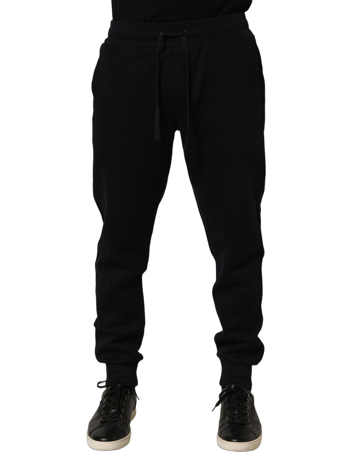 Dolce & Gabbana Blue Cotton Drawstring Jogger Trouser Pants