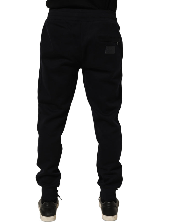 Dolce & Gabbana Blue Cotton Drawstring Jogger Trouser Pants