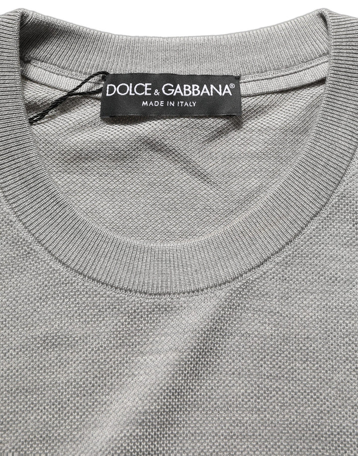 Dolce & Gabbana Gray Silk Crew Neck Short Sleeves T-shirt