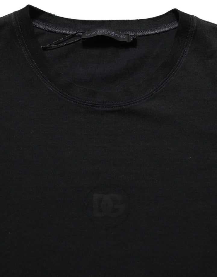Dolce & Gabbana Black Cotton Short Sleeve Crew Neck T-shirt