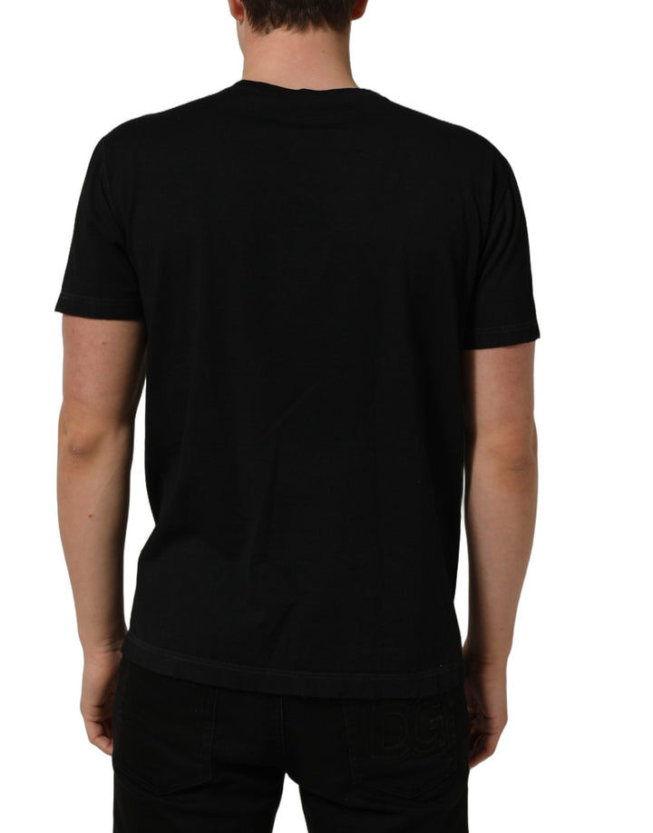 Dolce & Gabbana Black Cotton Short Sleeve Crew Neck T-shirt