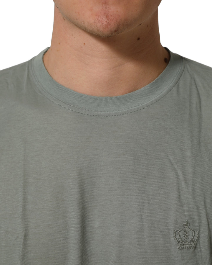 Dolce & Gabbana Green Cotton Short Sleeve Crew Neck T-shirt