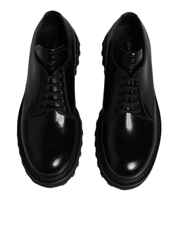 Dolce & Gabbana Black Calf Leather Hi-Trekking Derby Shoes