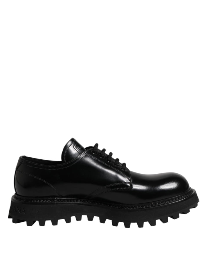 Dolce & Gabbana Black Calf Leather Hi-Trekking Derby Shoes