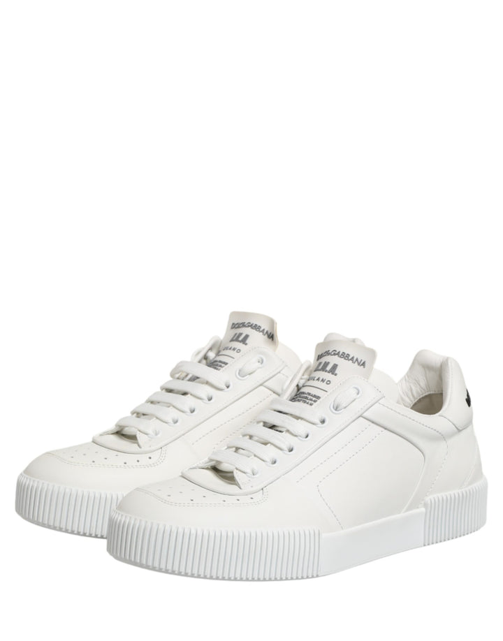 Dolce & Gabbana White Miami Leather Low Top Men Sneakers Shoes