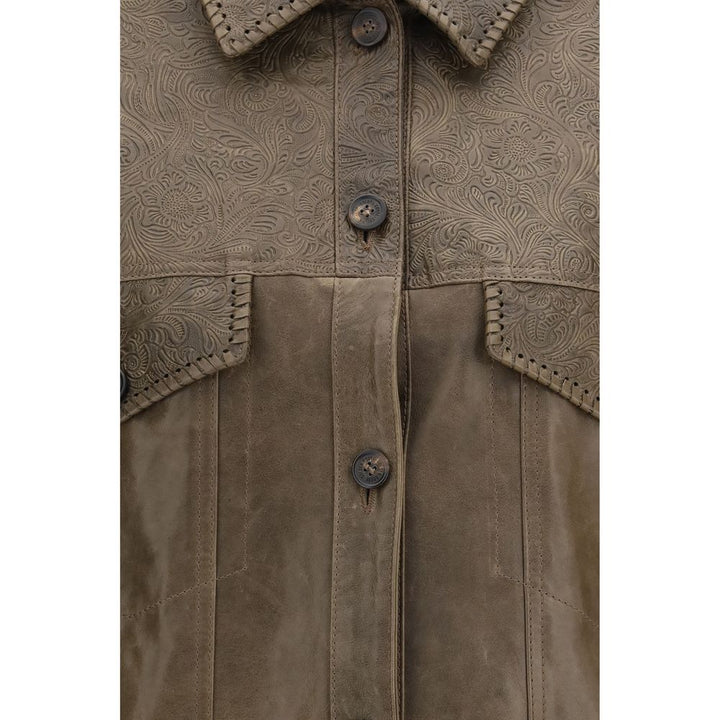 Golden Goose Brown Calf Leather Bos Taurus Leather Jacket