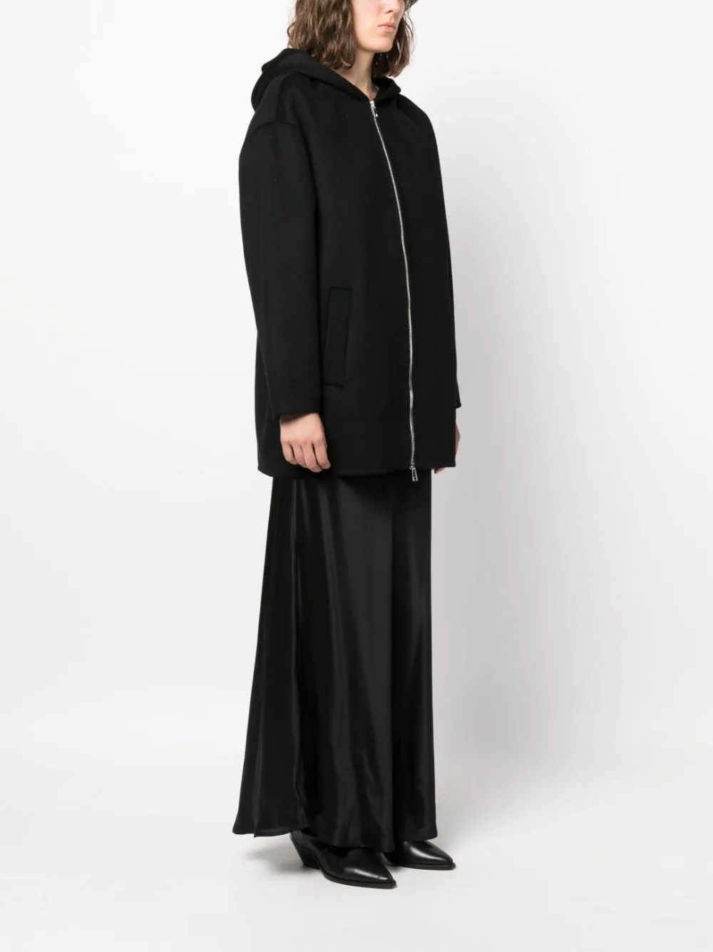 PAROSH zip-up hooded wool jacket-2