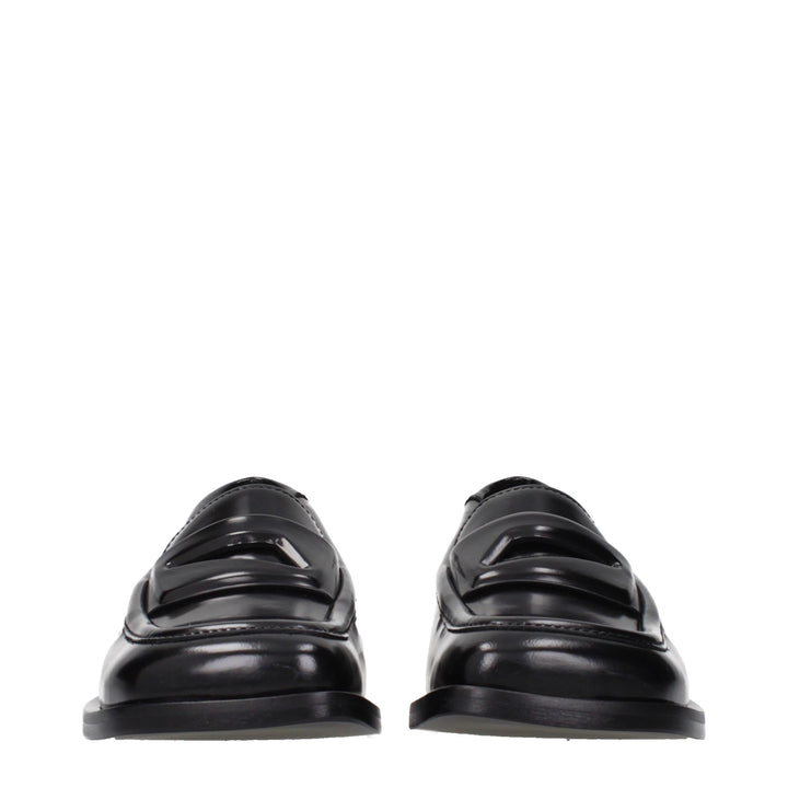 The Attico Black Leather Slip-On Loafers