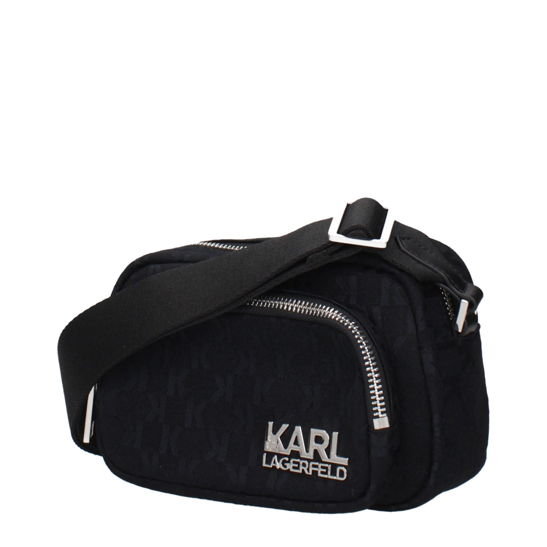 Karl Lagerfeld Black Fabric Crossbody Bag