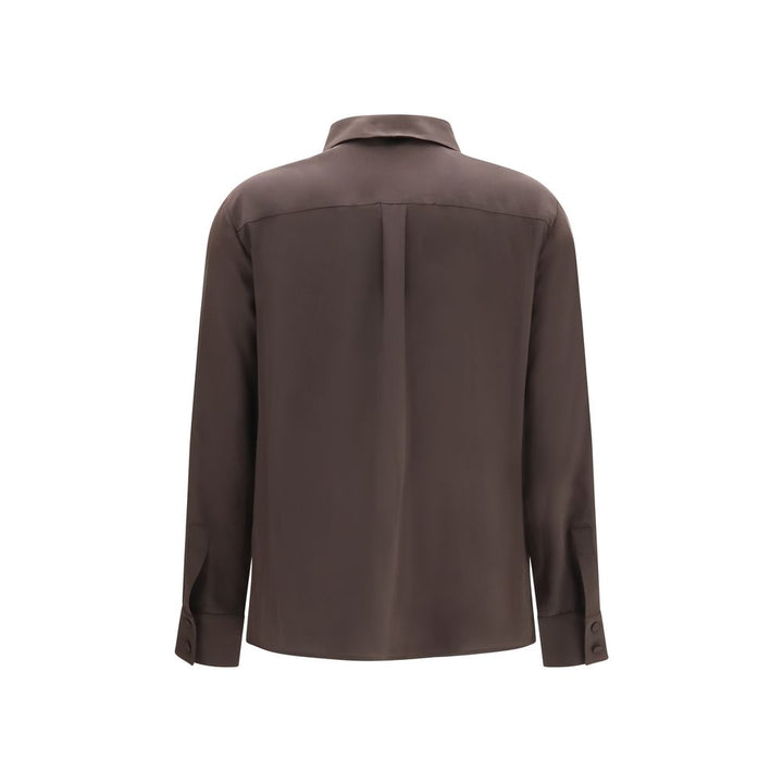 Lardini Brown Silk Dress Shirt