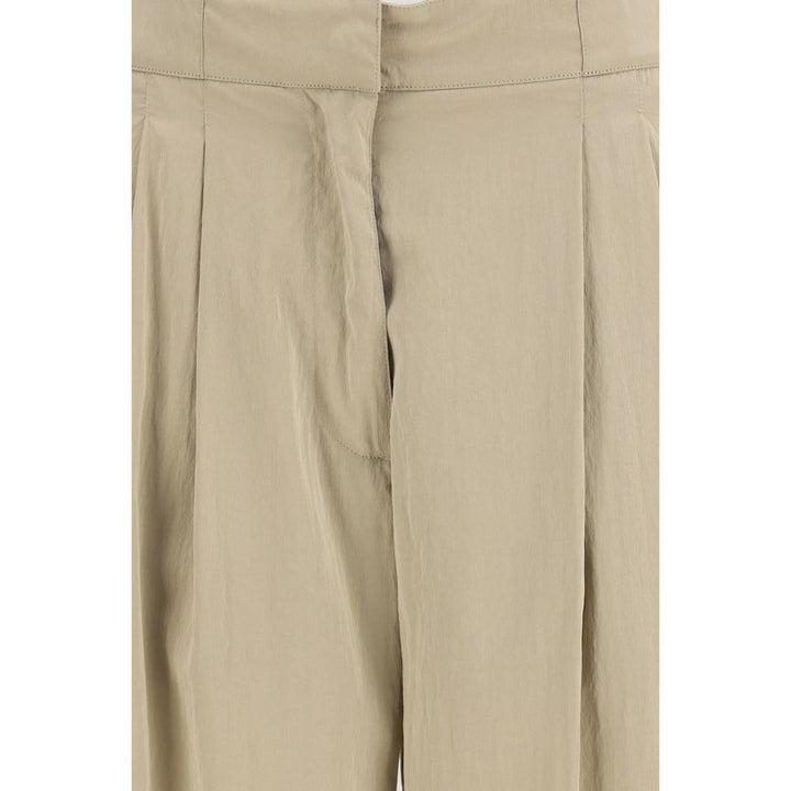 The Row Beige Silk Casual Pants