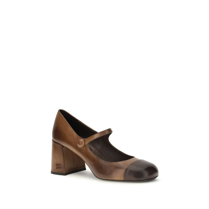 Miu Miu Brown Calf Leather Bos Taurus Ballet Flats