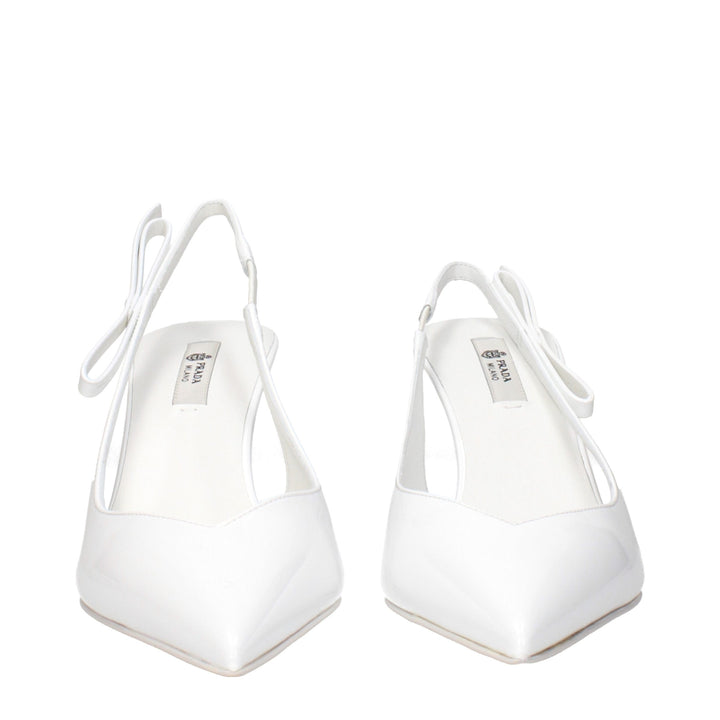 Prada White Leather High Heel Pumps