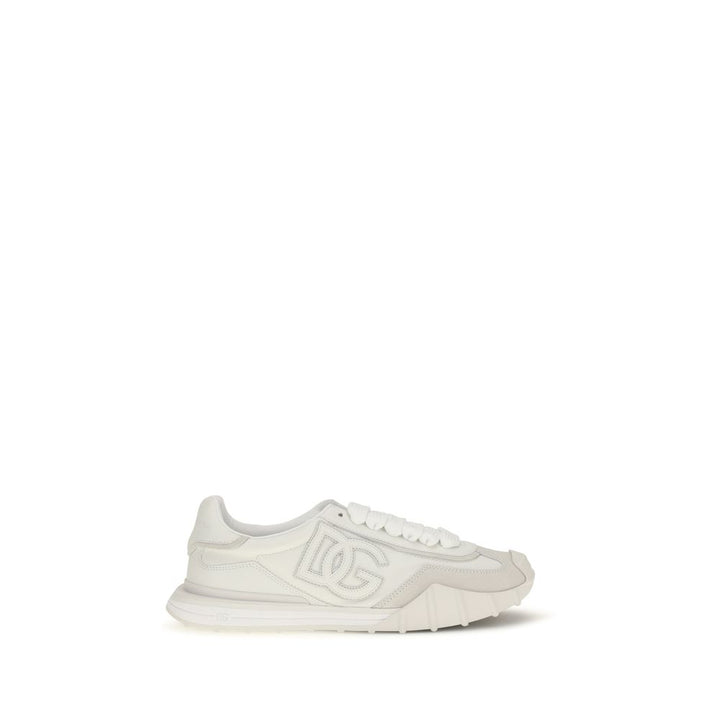 Dolce & Gabbana White Calf Leather Bos Taurus Athletic Sneakers