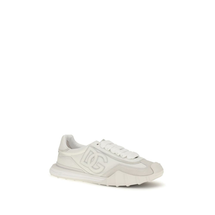 Dolce & Gabbana White Calf Leather Bos Taurus Athletic Sneakers