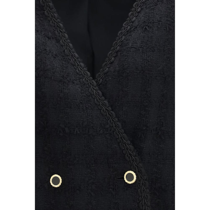 Alessandra Rich Black Cotton Full-Length Jacket