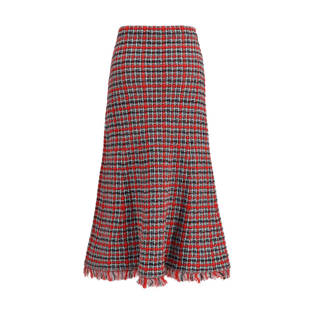 Self-Portrait Red Cotton Midi Skirt