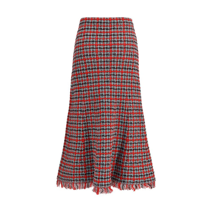 Self-Portrait Red Cotton Midi Skirt