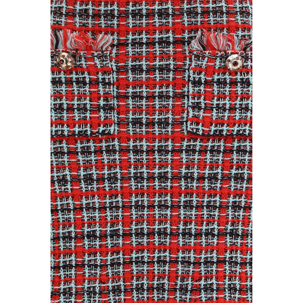 Self-Portrait Red Cotton Midi Skirt