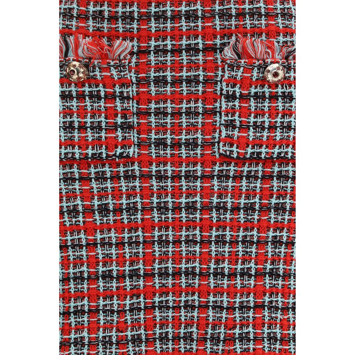 Self-Portrait Red Cotton Midi Skirt