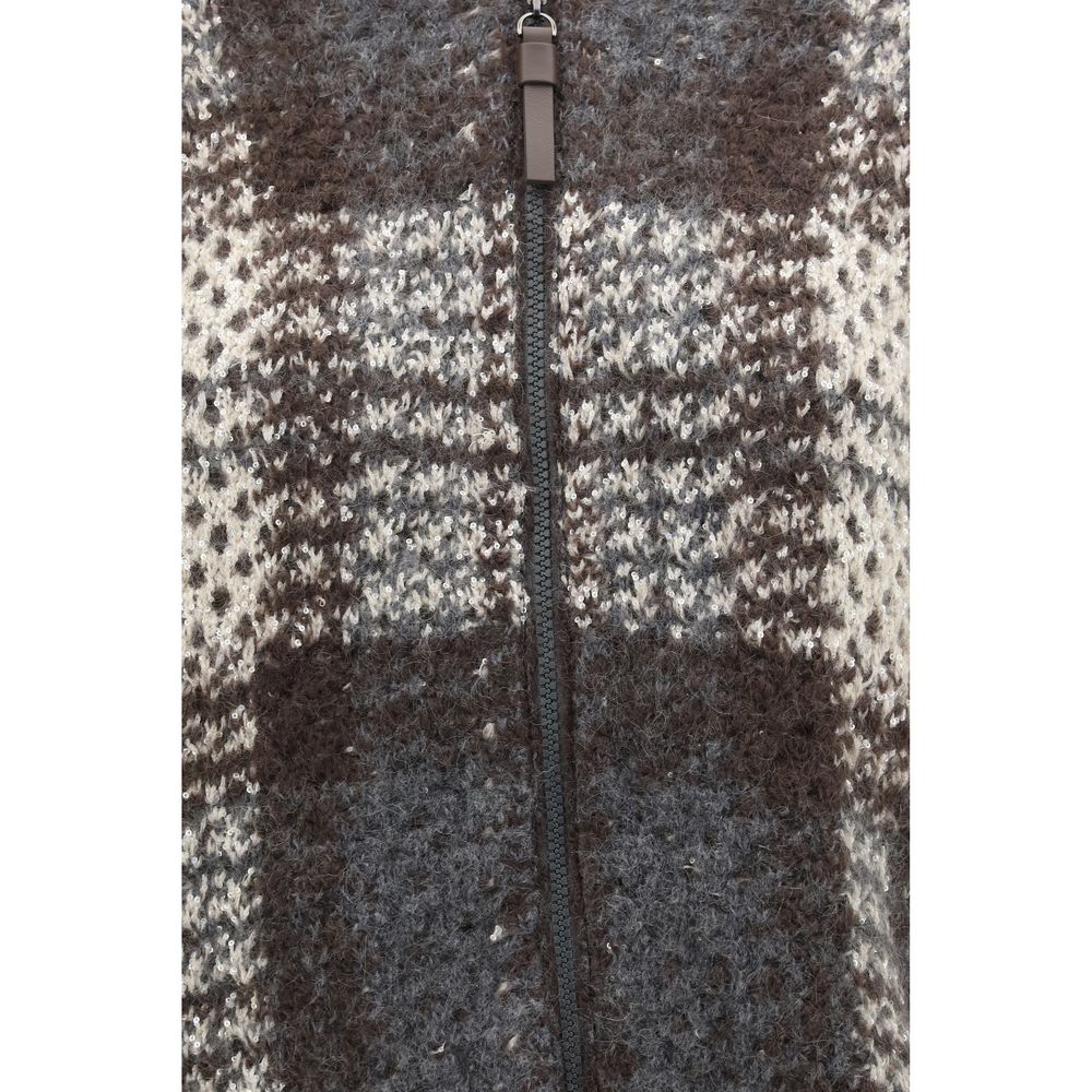 Brunello Cucinelli Gray Mohair Cardigan