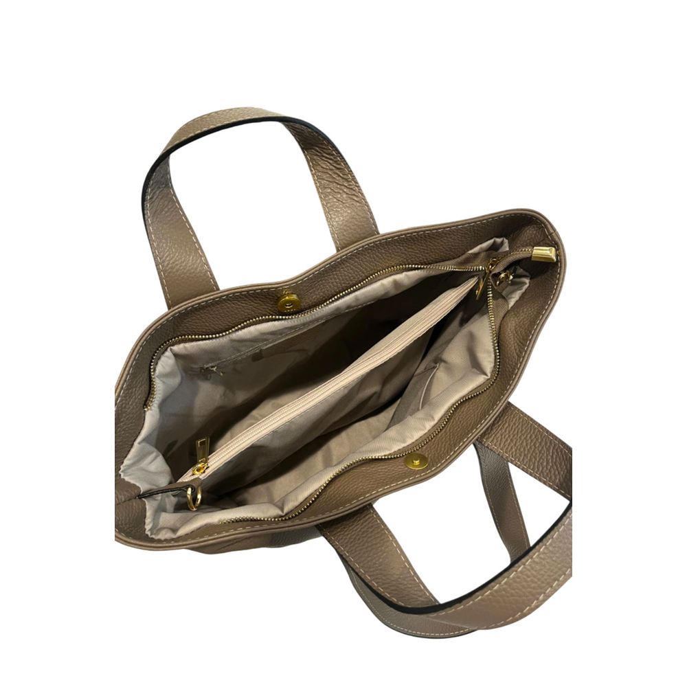Baldinini Trend Beige Cowhide Handbag