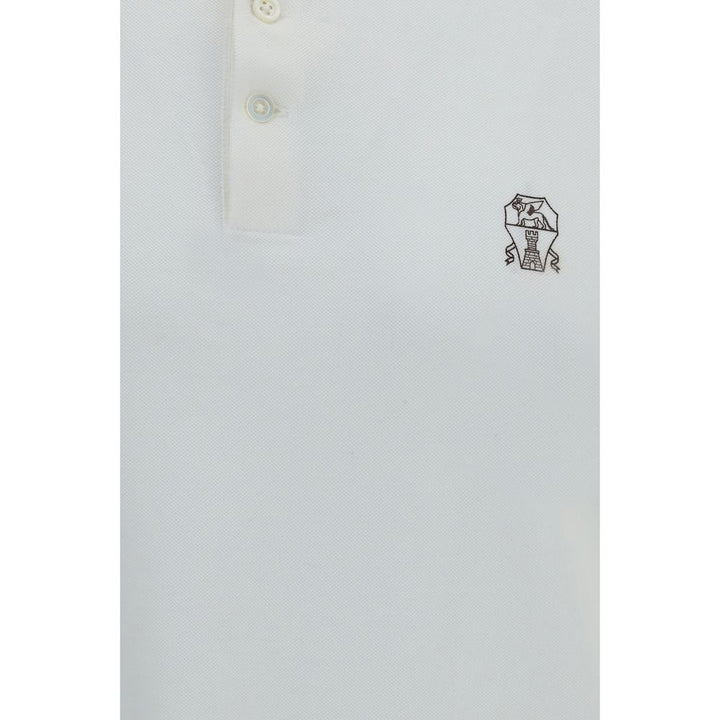 Brunello Cucinelli White Cotton Polo Shirt