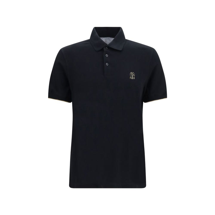 Brunello Cucinelli Black Cotton Polo Shirt