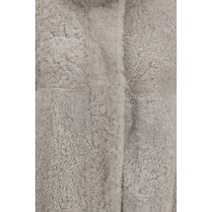 Brunello Cucinelli Gray Faux Fur Full-Length Jacket