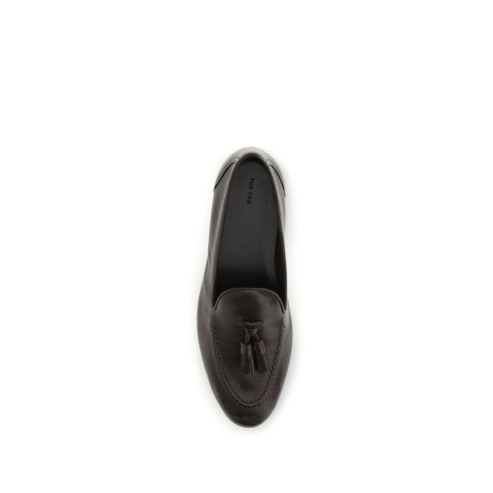The Row Brown Calf Leather Bos Taurus Slip-On Loafers