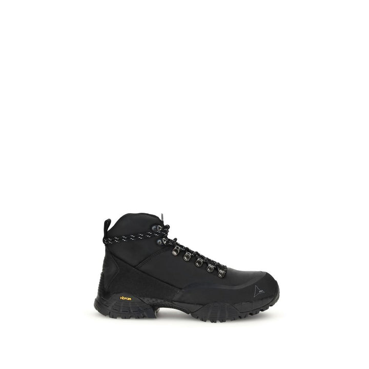 ROA Black Rubber Lace-Up Boots