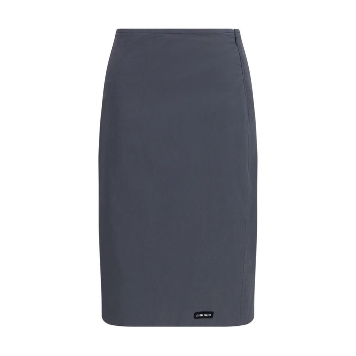 Miu Miu Gray Cotton Midi Skirt