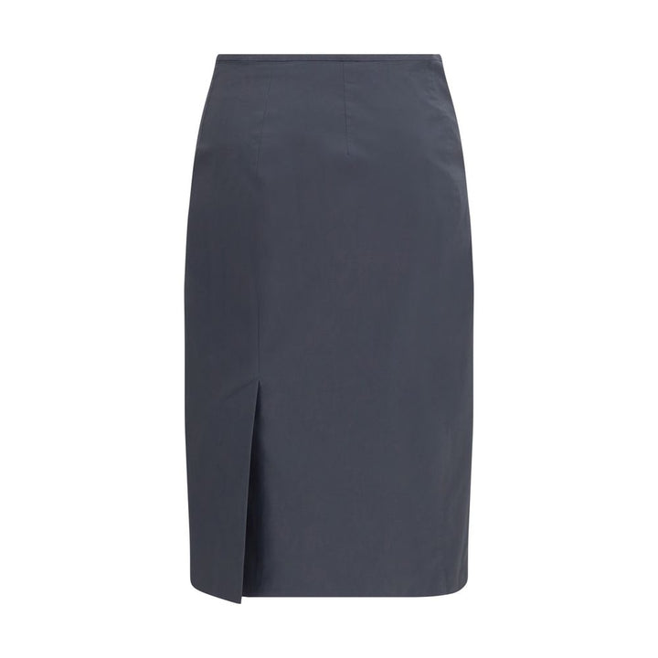 Miu Miu Gray Cotton Midi Skirt